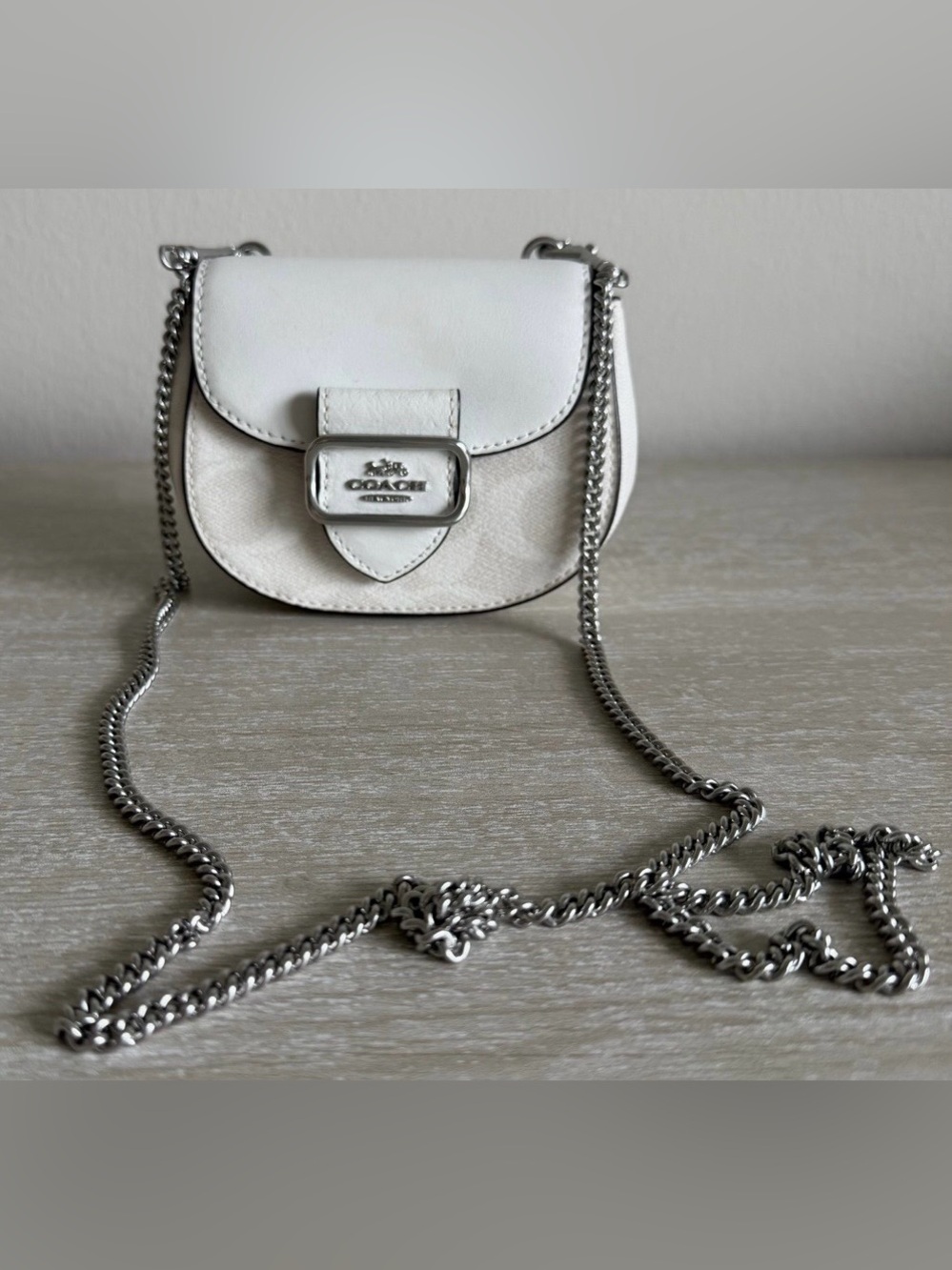 Coach White Mini Saddle Crossbody with Silver Hardware - Picture 2 of 12